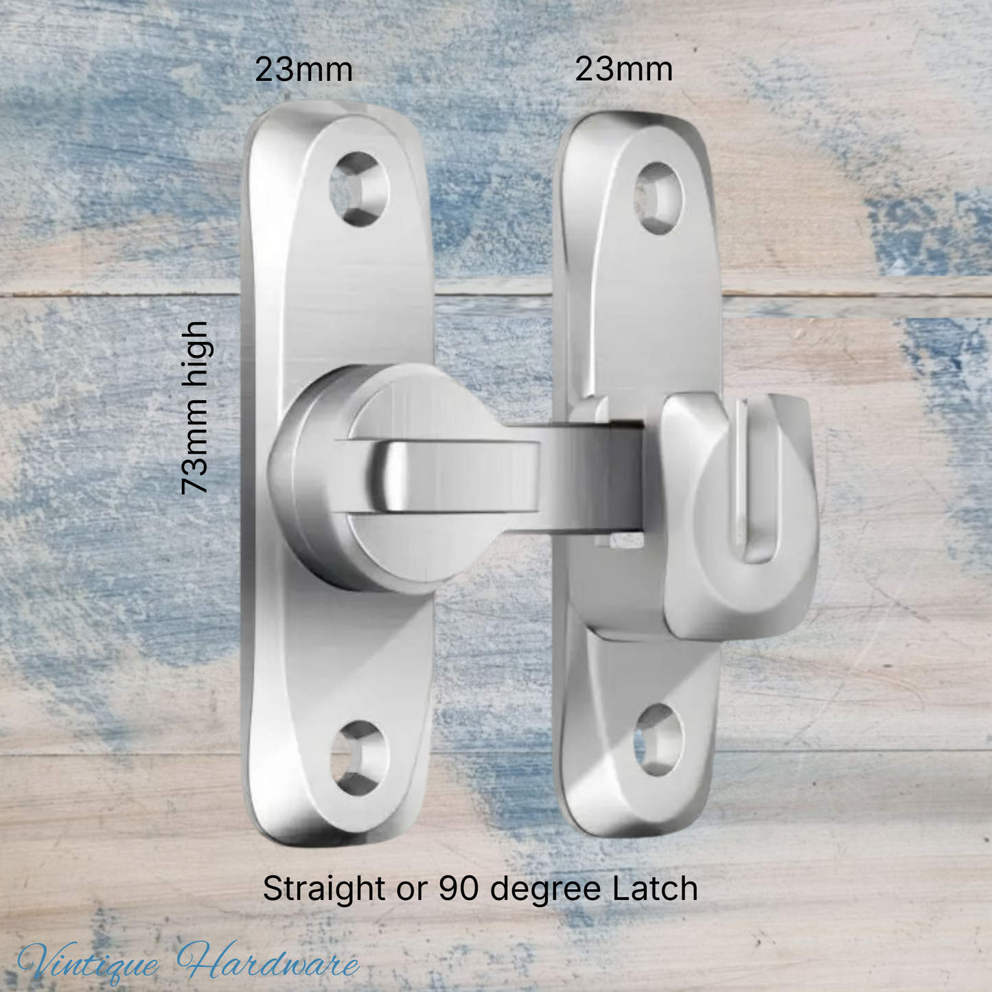 90 degree Right Angle Door Latch (Large) Stainless Steel SILVER-73mm  High