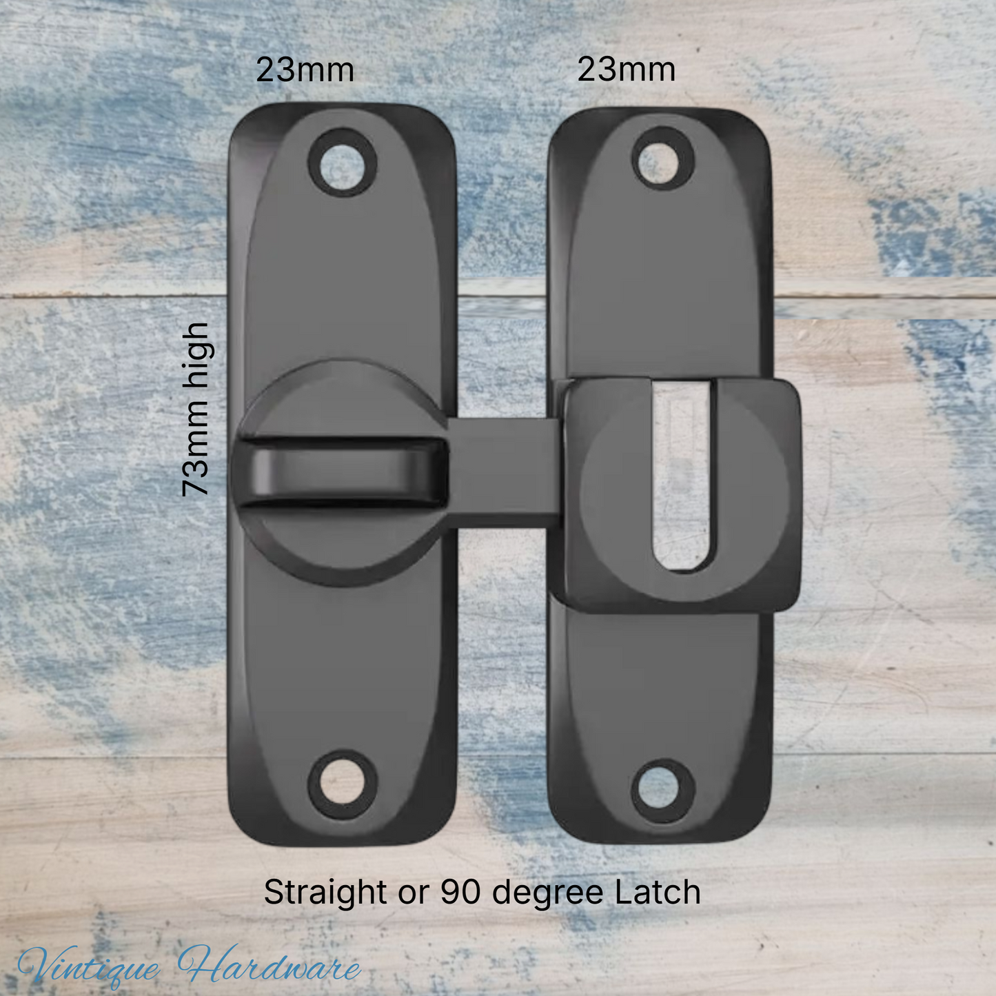 90 degree Right Angle Door Latch (Large) Stainless Steel BLACK-73mm  High