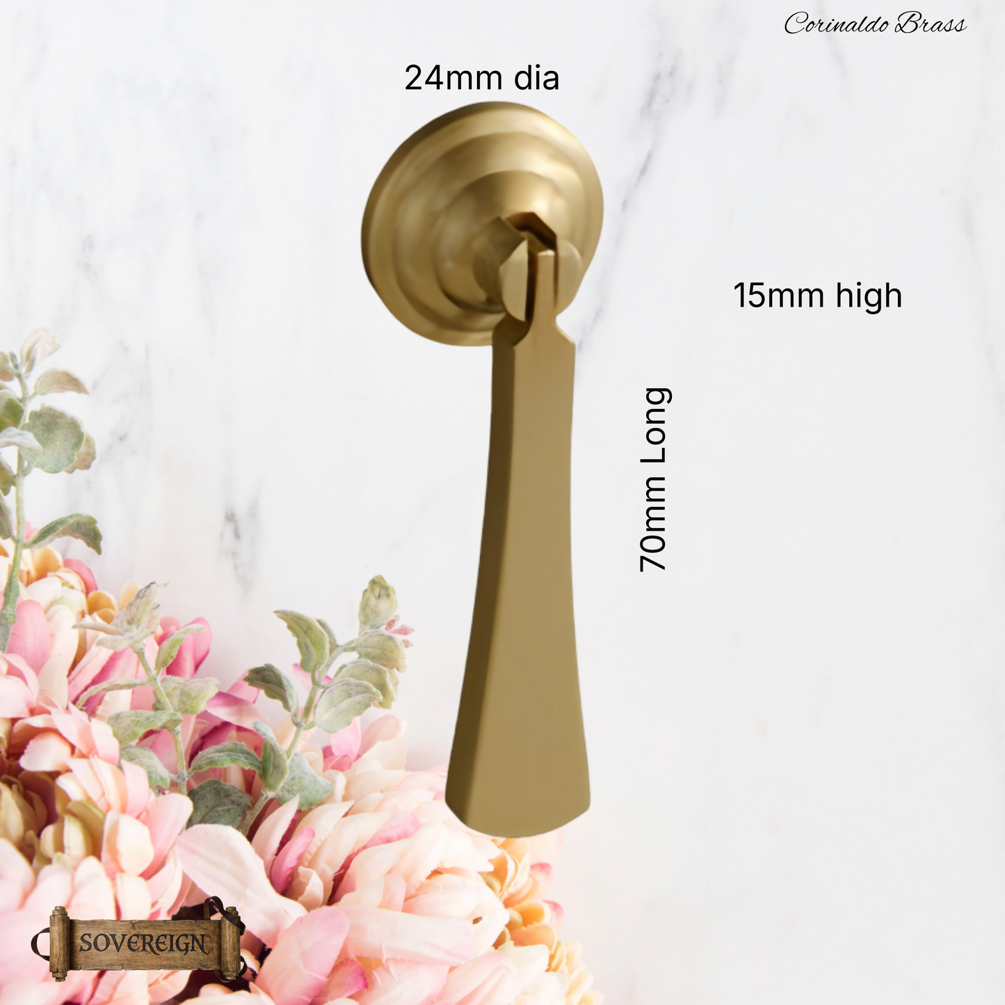"Corinaldo "Sovereign stylish Pendant Brass cabinet  handle 70mm long