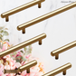 "Syracuse" Rounded Brushed Brass cabinet T-Bar Handles -5 sizes
