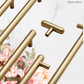 "Syracuse" Rounded Brushed Brass cabinet T-Bar Handles -5 sizes