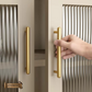 "Syracuse" Rounded Brushed Brass cabinet T-Bar Handles -5 sizes