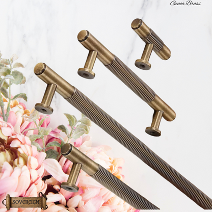 "Genoa" Sovereign Grippa Antiqued Brass cabinet T-Bar Handles -8 Sizes