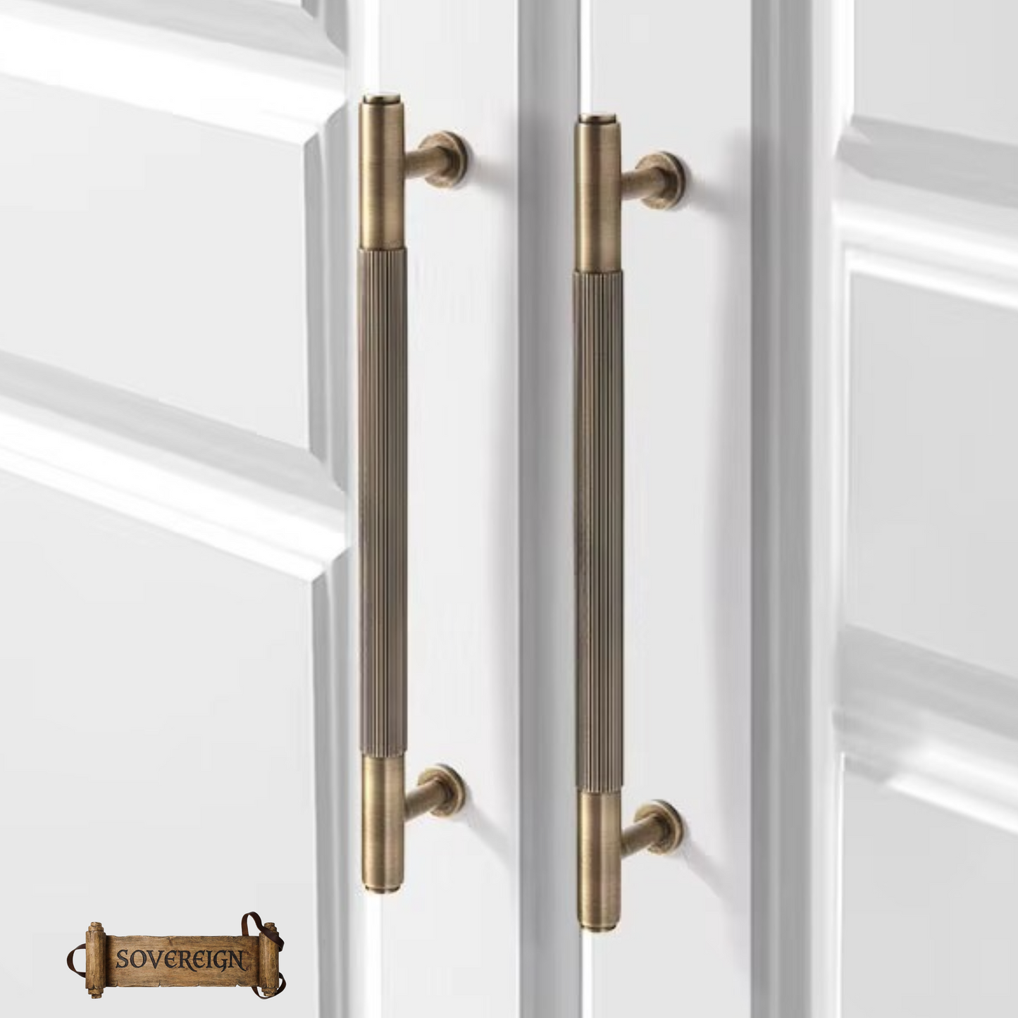 "Genoa" Sovereign Grippa Antiqued Brass cabinet T-Bar Handles -8 Sizes