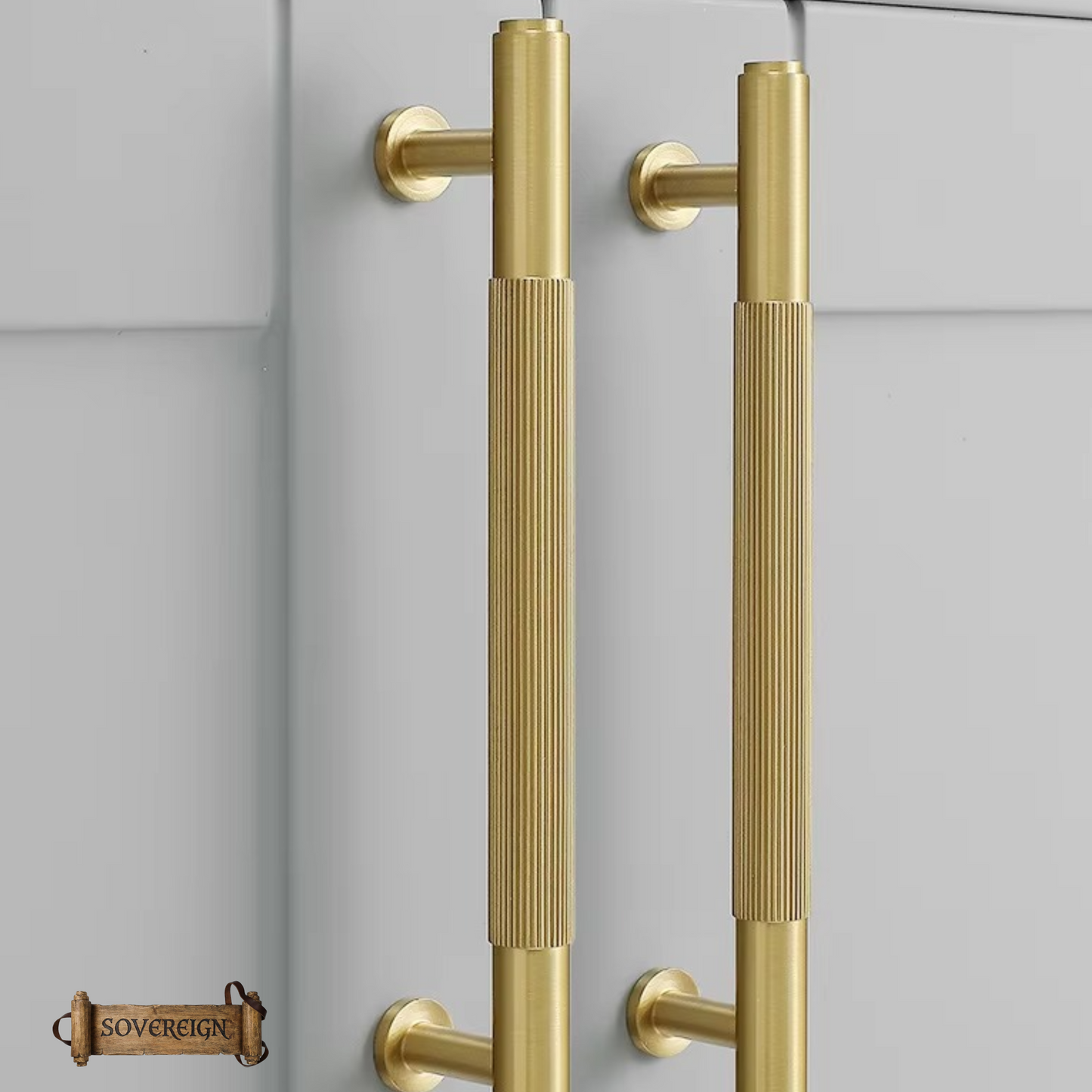 "Genoa" Sovereign Grippa Brushed Brass cabinet T-Bar Handles -8 Sizes