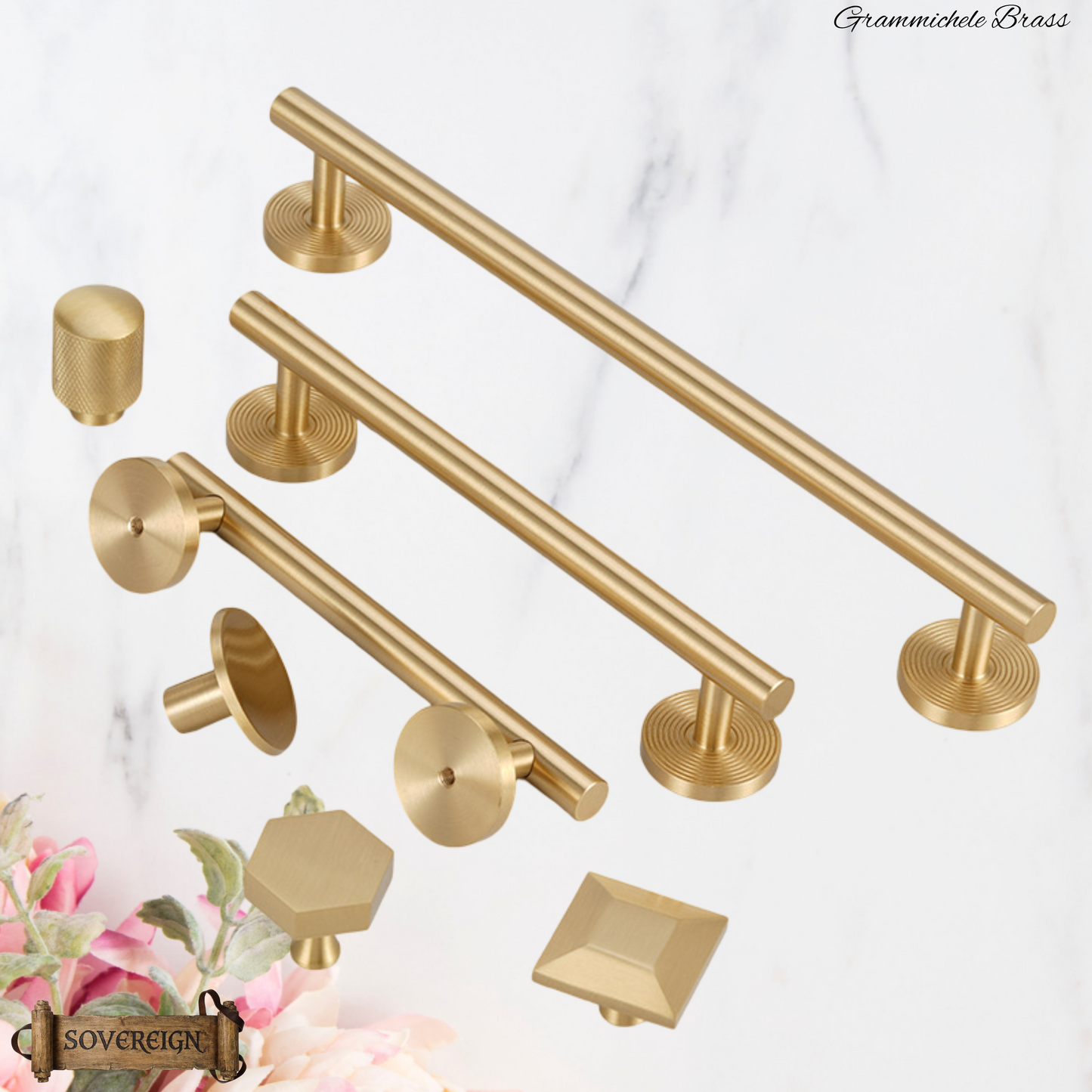 "Grammichele" Sovereign Heaxgonal 26mm dia Brass knob (2 Finishes)