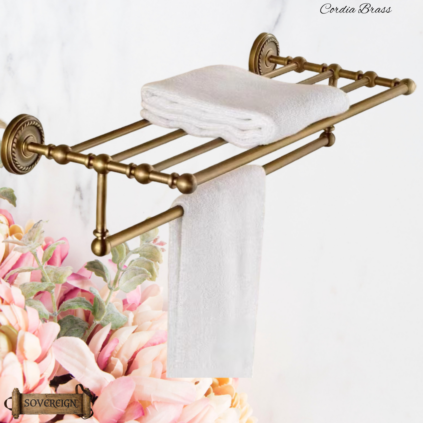 "Cordia" Sovereign 5 Bar Towel Rail Antiqued brass 500mmx245mm