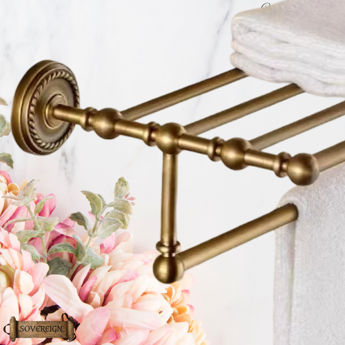 "Cordia" Sovereign 5 Bar Towel Rail Antiqued brass 500mmx245mm