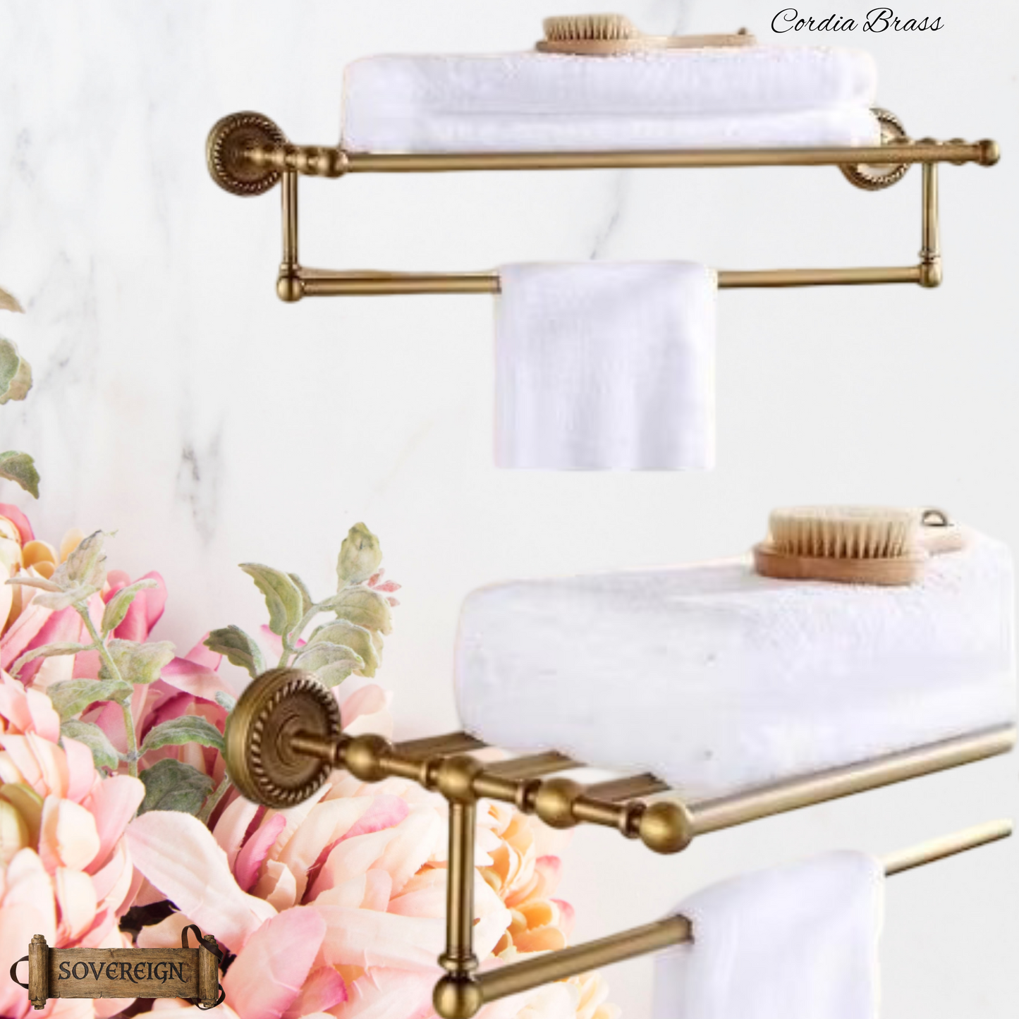 "Cordia" Sovereign 5 Bar Towel Rail Antiqued brass 500mmx245mm