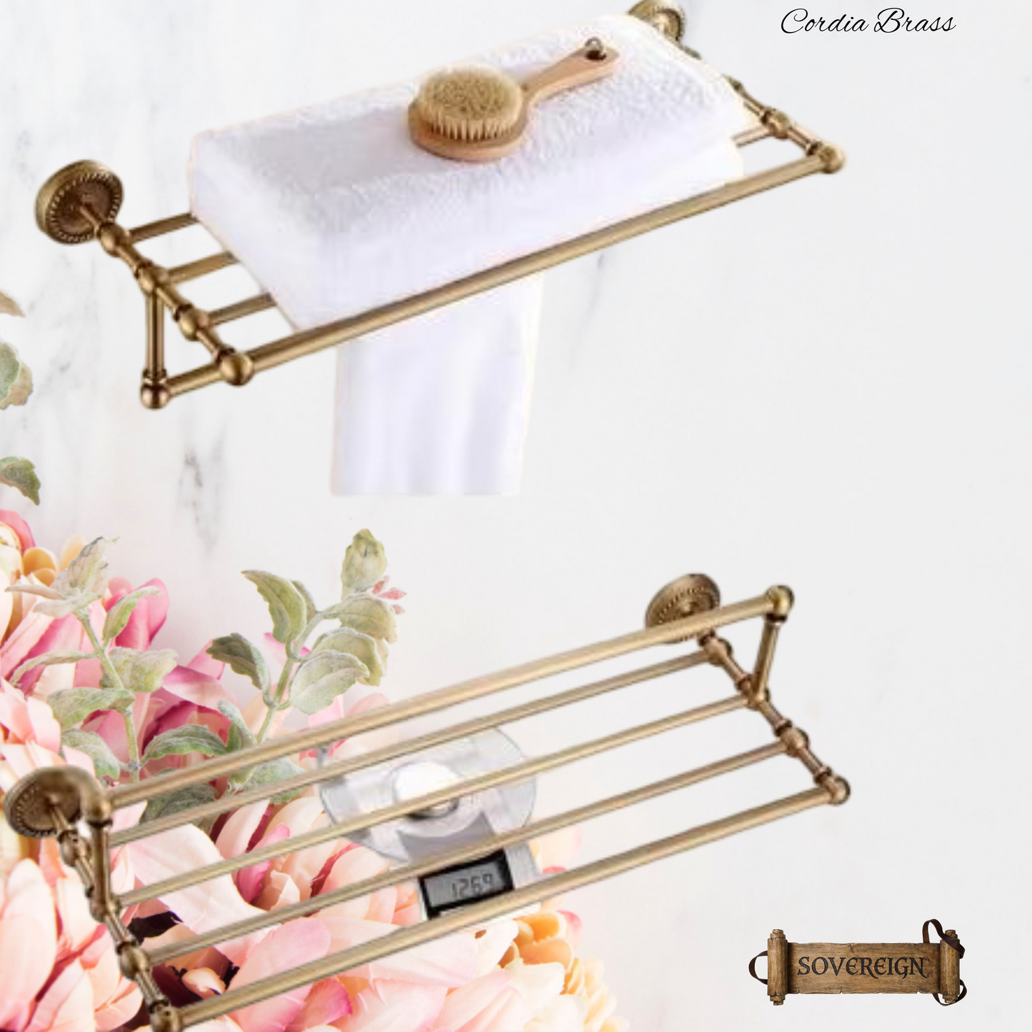 "Cordia" Sovereign 5 Bar Towel Rail Antiqued brass 500mmx245mm