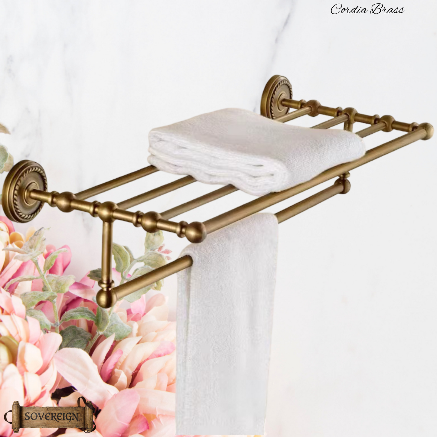 "Cordia" Sovereign 5 Bar Towel Rail Antiqued brass 620mmx245mm