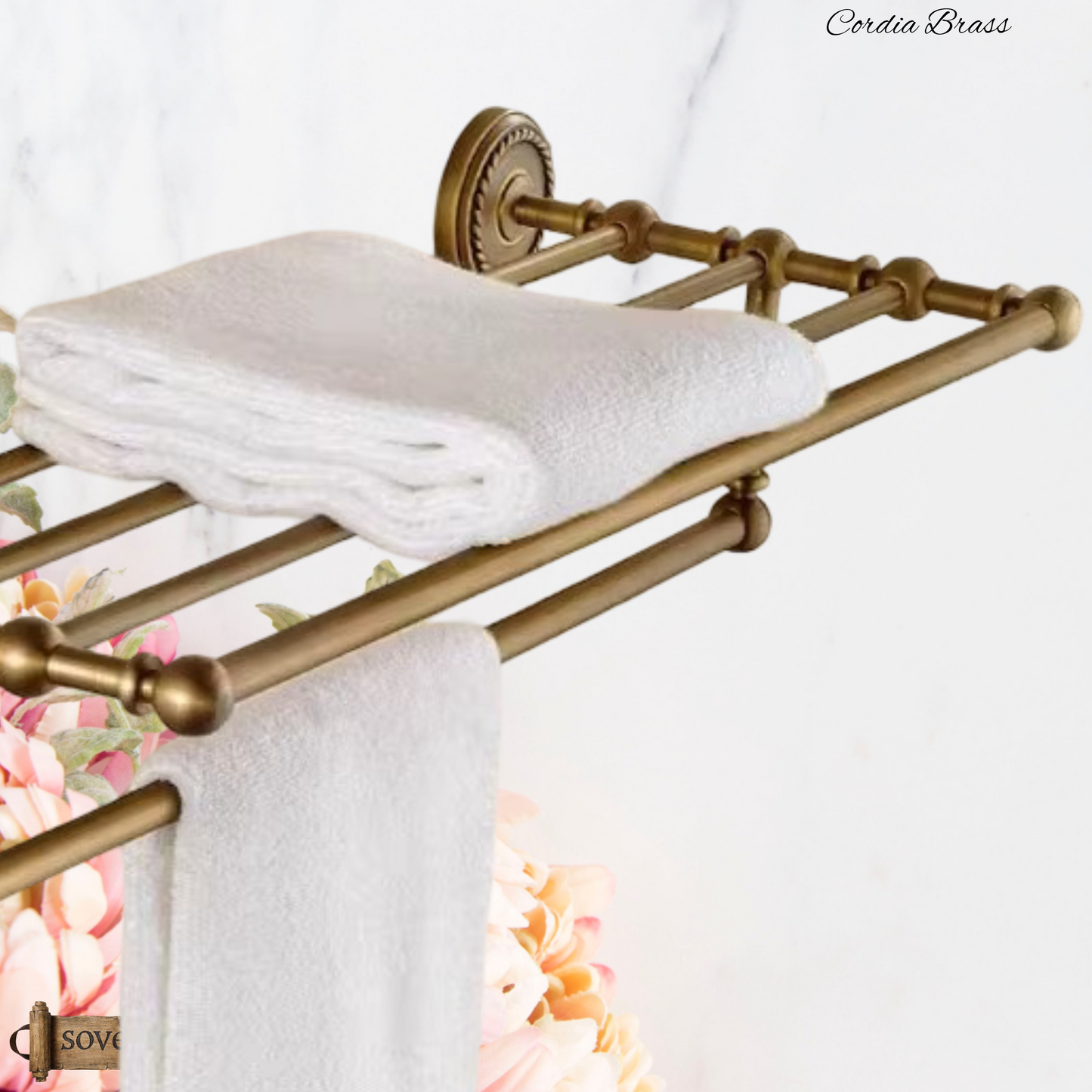 "Cordia" Sovereign 5 Bar Towel Rail Antiqued brass 620mmx245mm