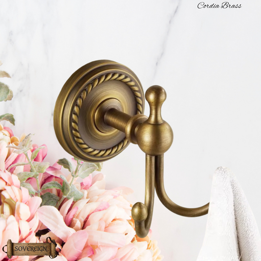 "Cordia" Sovereign robe hook Antiqued brass