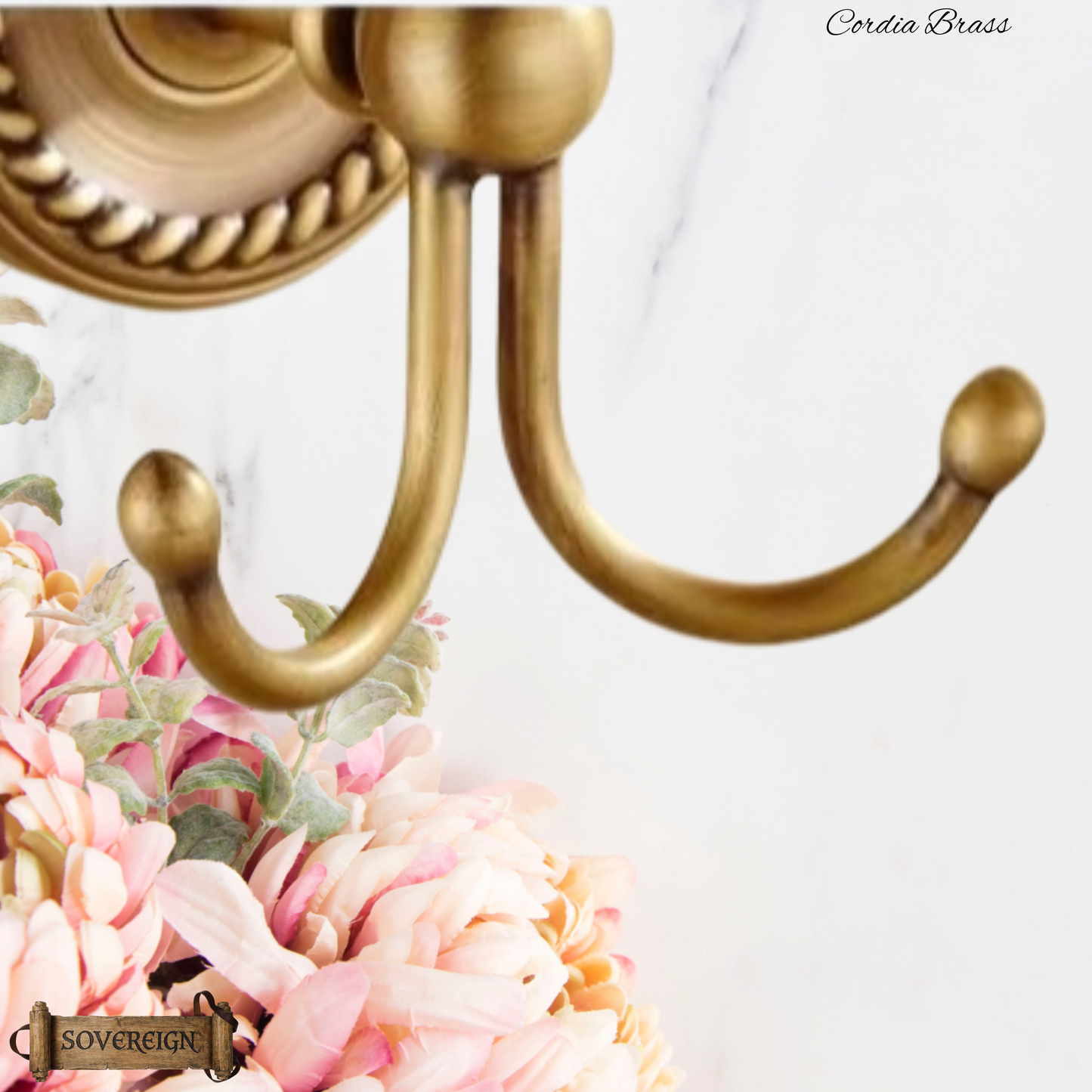 "Cordia" Sovereign robe hook Antiqued brass
