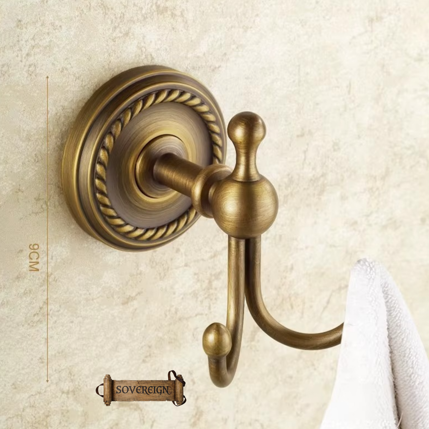 "Cordia" Sovereign robe hook Antiqued brass