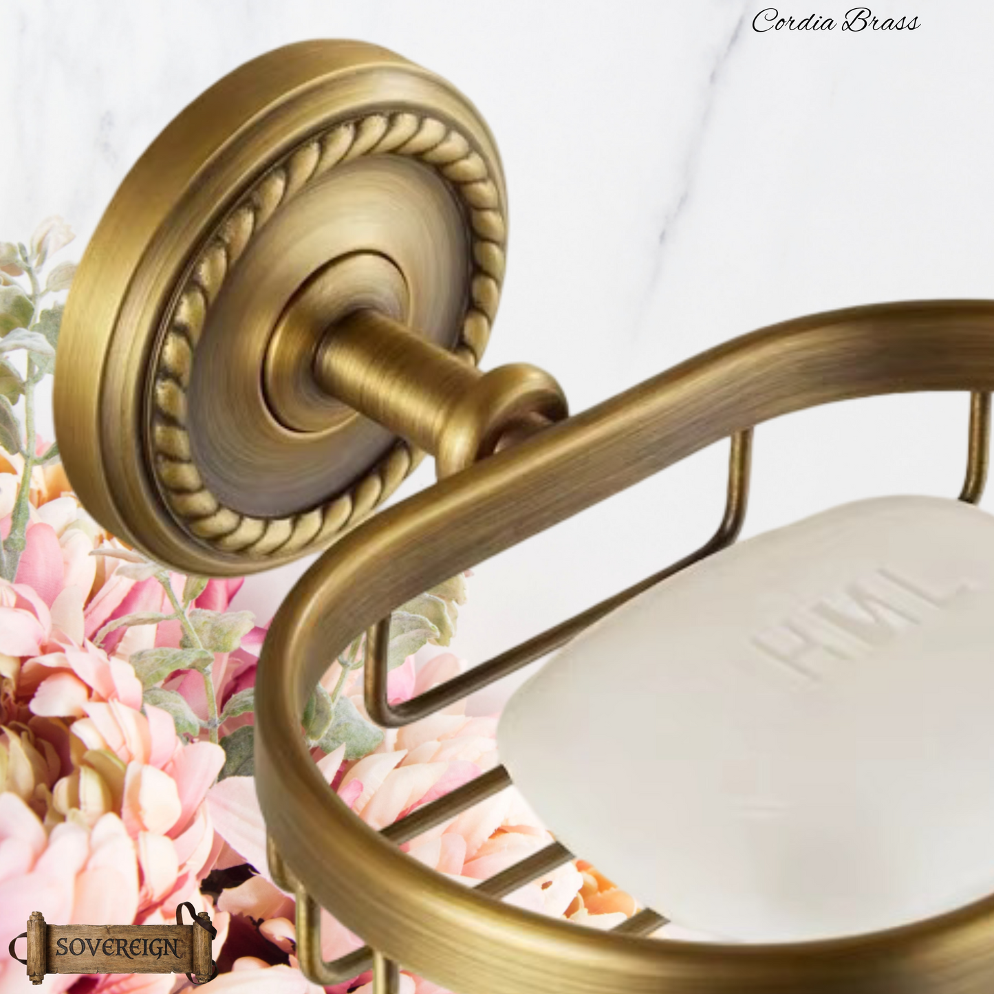 "Cordia" Sovereign Soap Dish antiqued brass