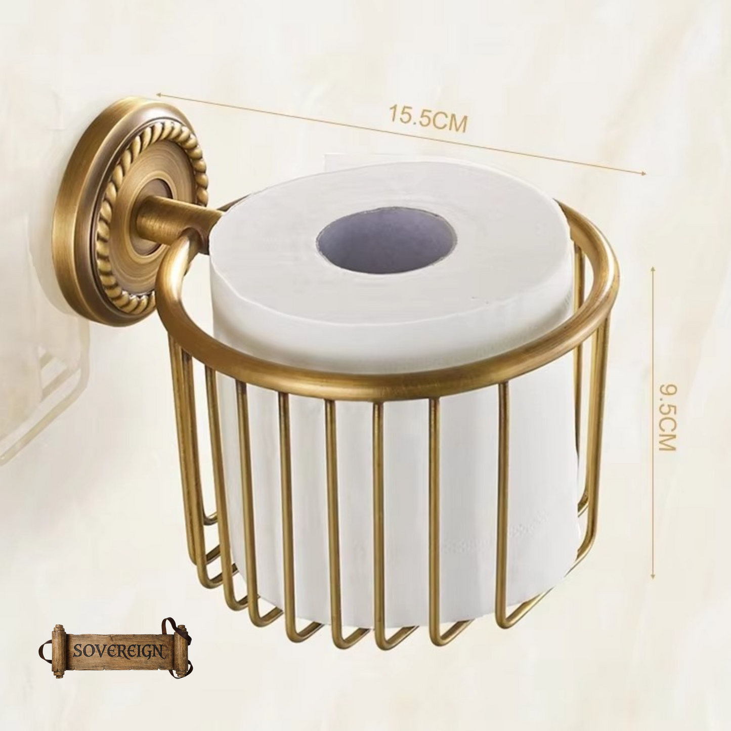 "Cordia" Sovereign Toilet Roll holder Antiqued brass