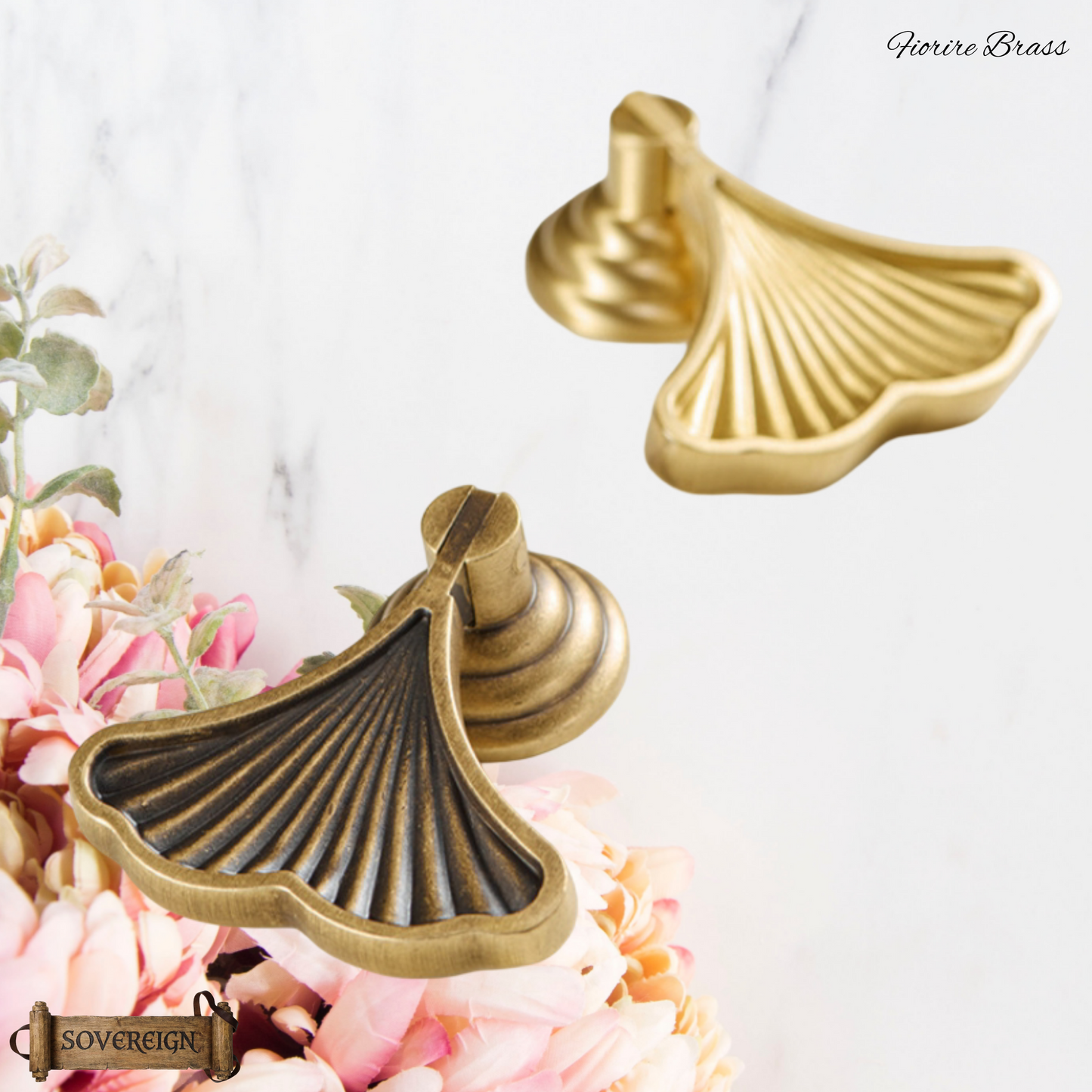 "fiorire" Sovereign Pendant sweep 45mm solid brass cabinet pull (2 finishes)