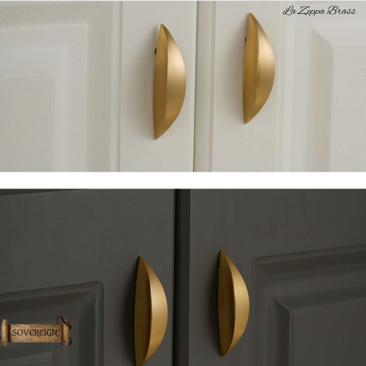 "La Zeppa" Sovereign Wedge 65mm solid brass cabinet pull