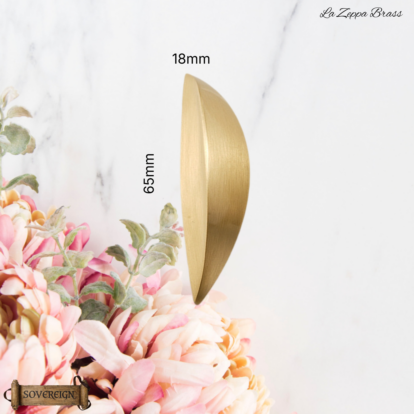 "La Zeppa" Sovereign Wedge 65mm solid brass cabinet pull