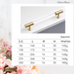 "Chiara" Sovereign Clear Acrylic & Brass cabinet T-Bar Handles -5 Sizes