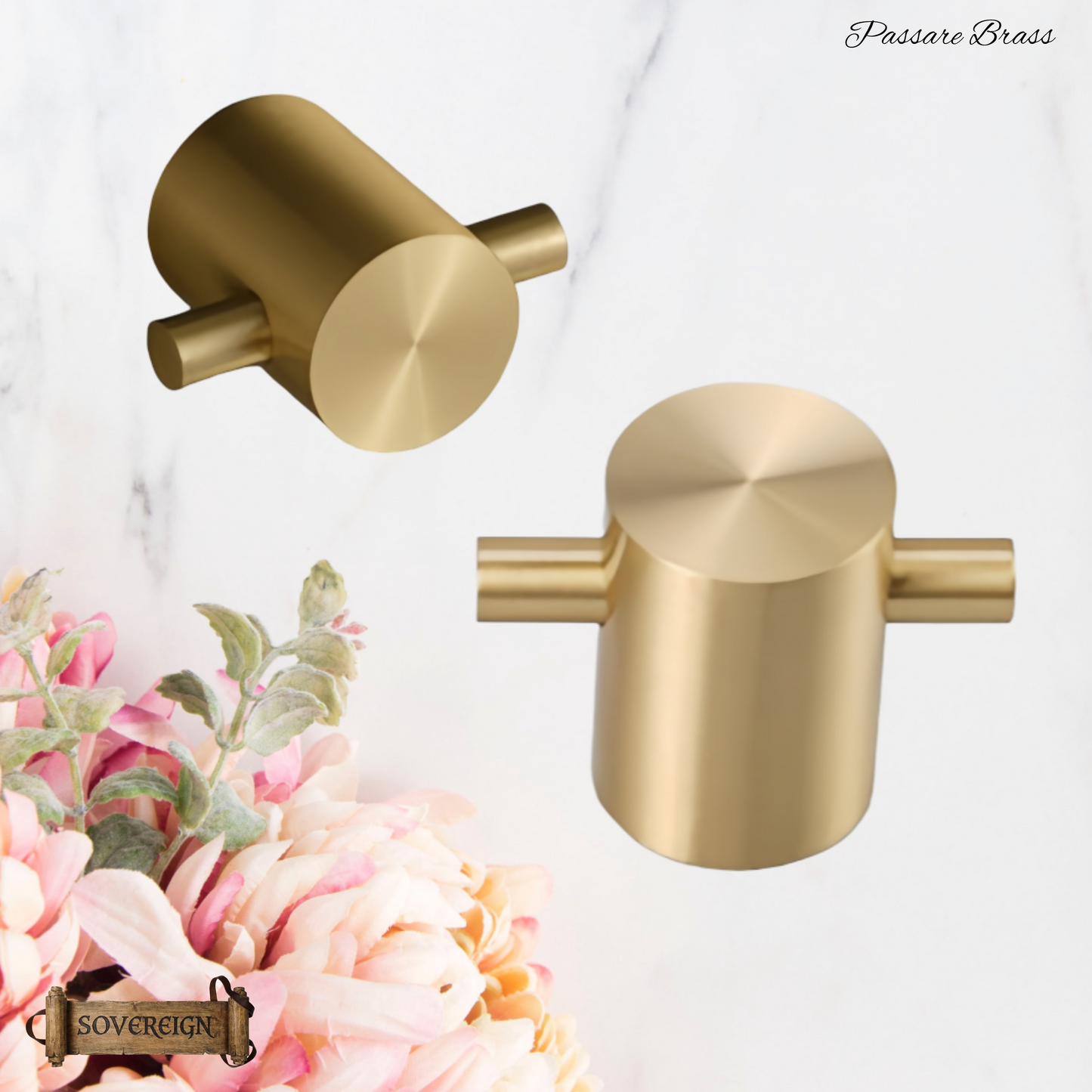 "Passare" Sovereign Cross 22mm solid brass cabinet pull