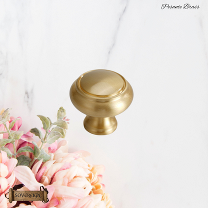 "Pesante" Sovereign Ring heavy brass Knob 25mm dia- 2 Sizes