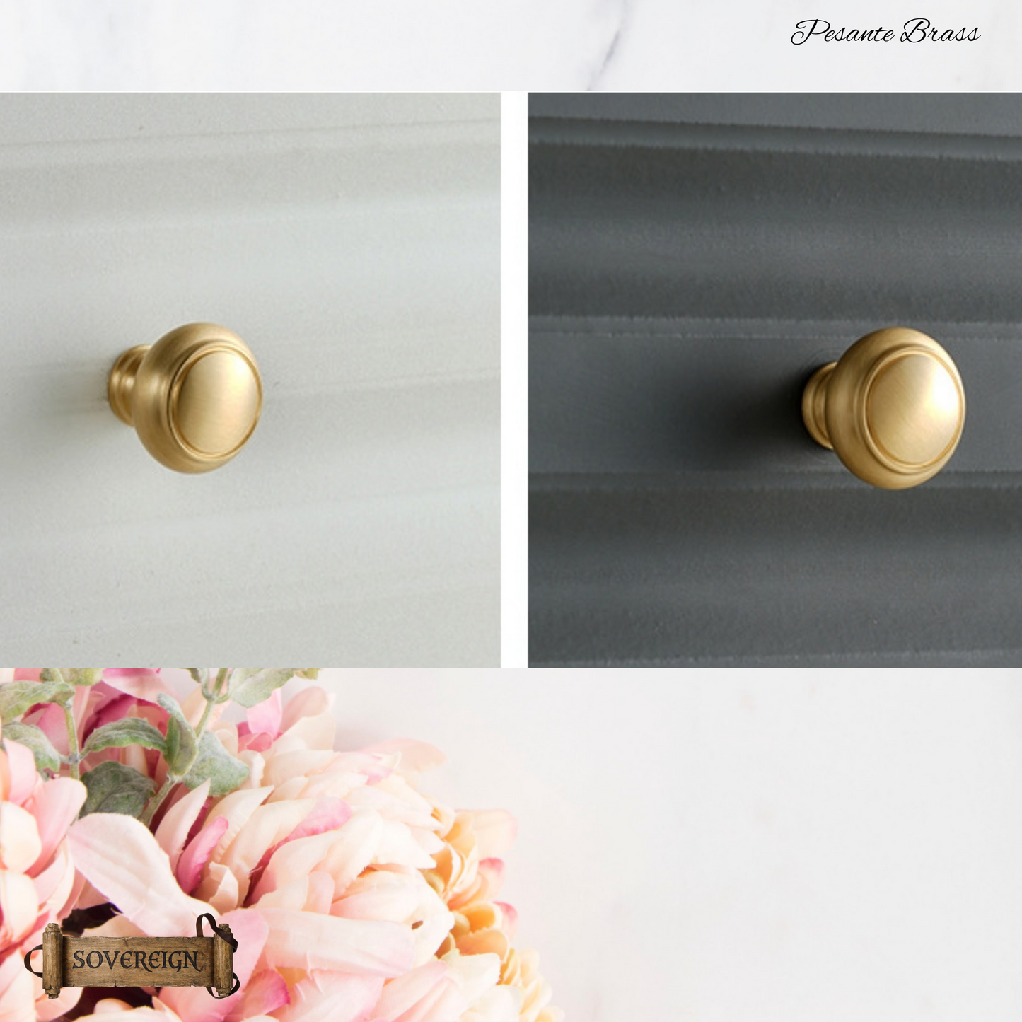 "Pesante" Sovereign Ring heavy brass Knob 25mm dia- 2 Sizes