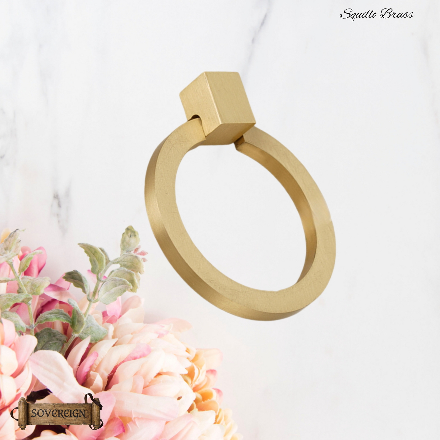 "squillo" Sovereign Ring Pendant Brushed brass cabinet pull 40mm ring