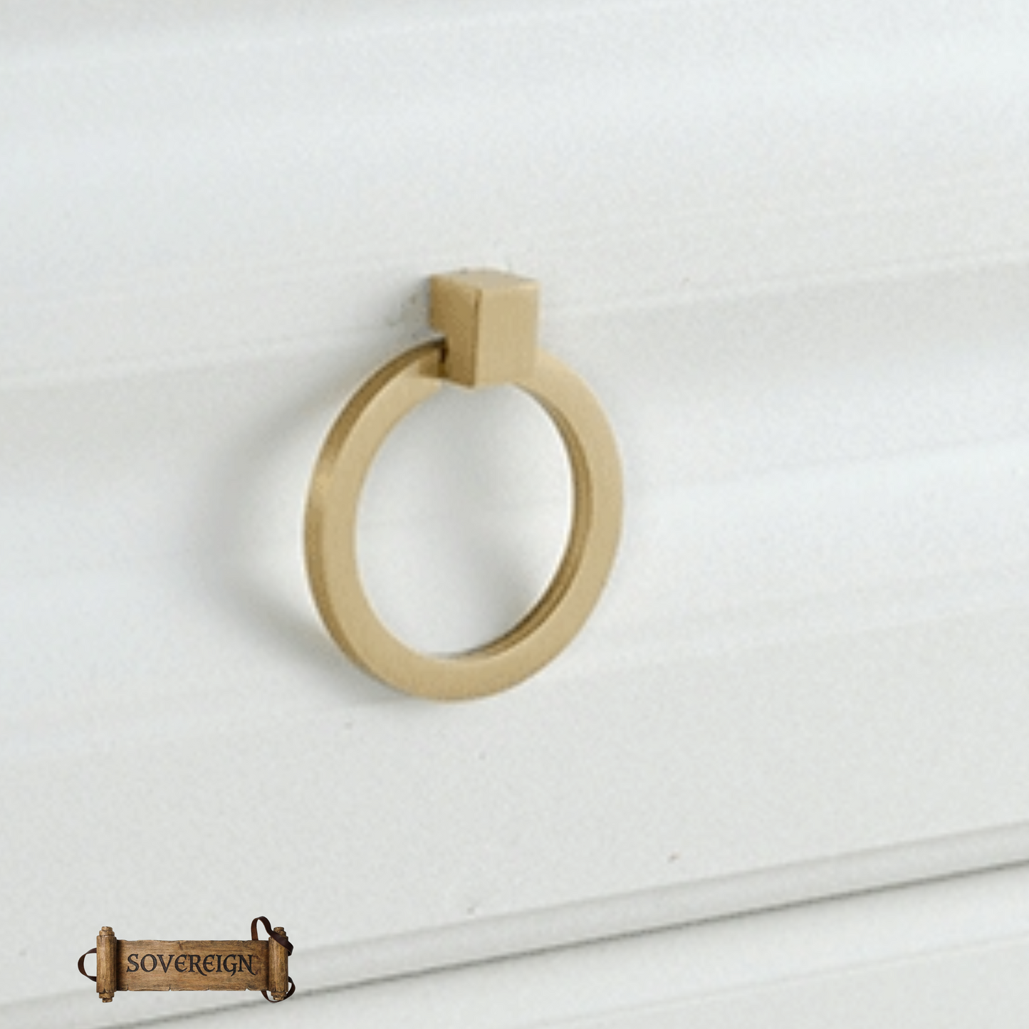 "squillo" Sovereign Ring Pendant Brushed brass cabinet pull 40mm ring