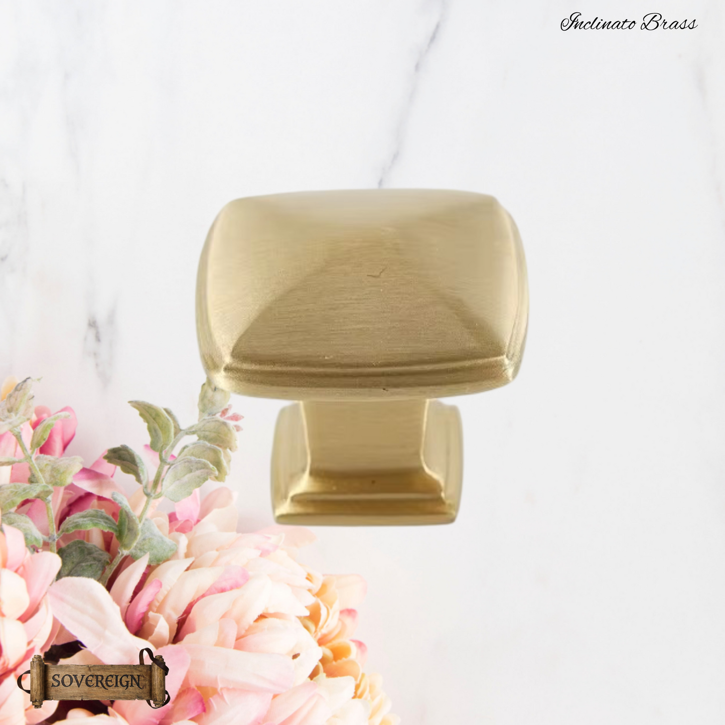 "Inclinato" Sovereign Square 29mmx29mm solid brass cabinet pull-  2 Finishes