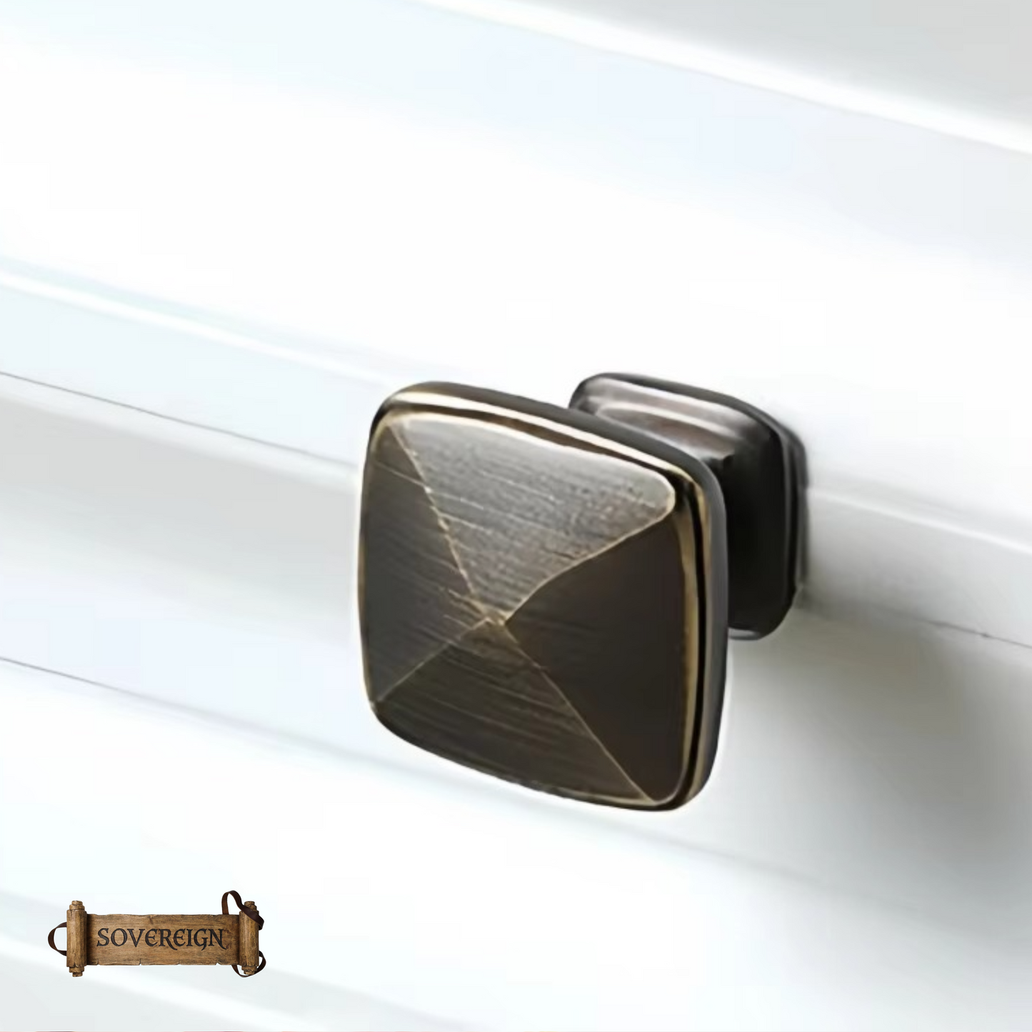 "Inclinato" Sovereign Square 29mmx29mm solid brass cabinet pull-  2 Finishes
