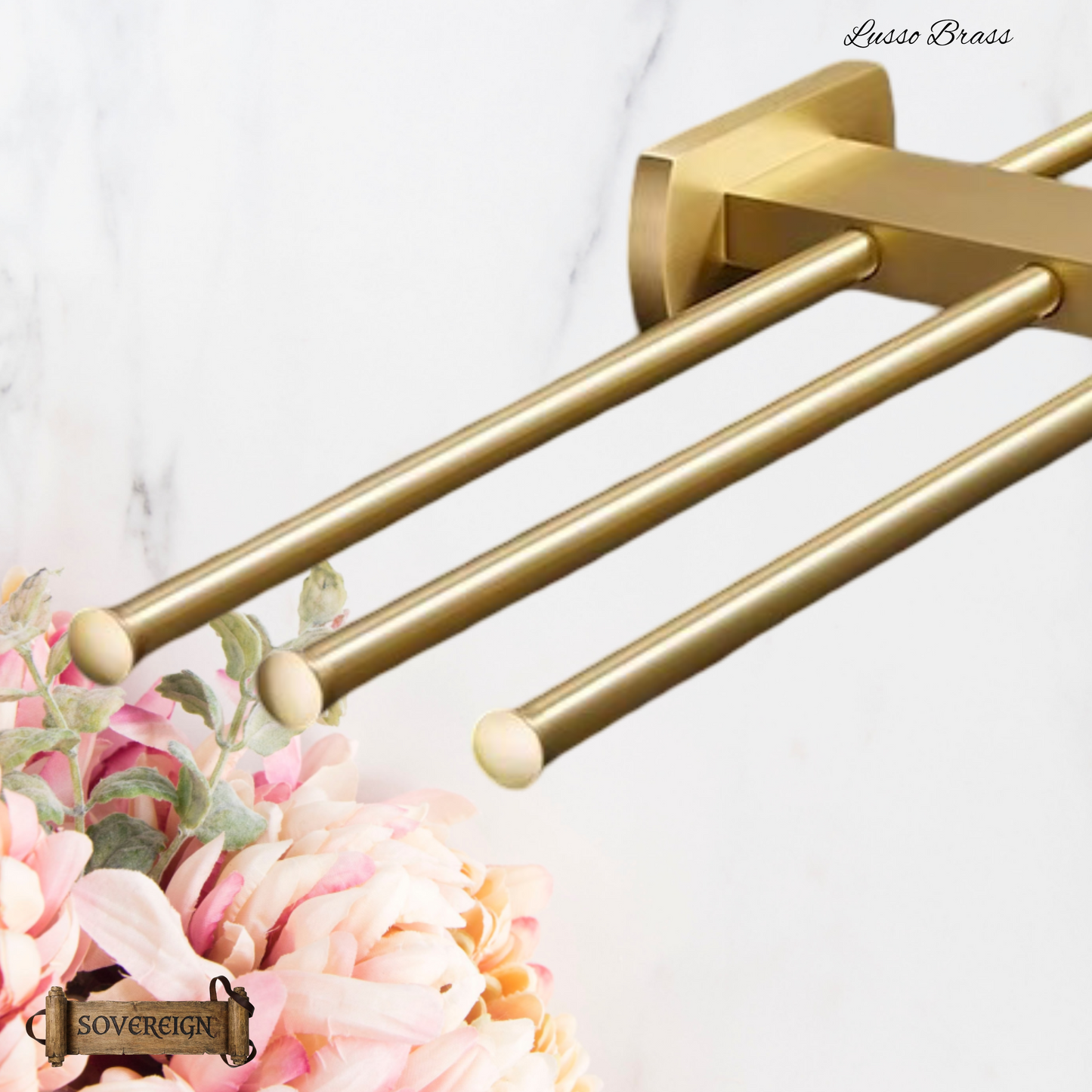 "Lusso" Sovereign 3 Bar Towel Rail Brushed brass 600mmx155mm