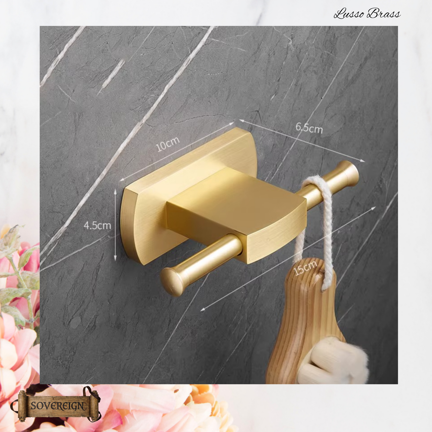 "Lusso" Sovereign Mini Towel Rail 150mm -Brushed brass