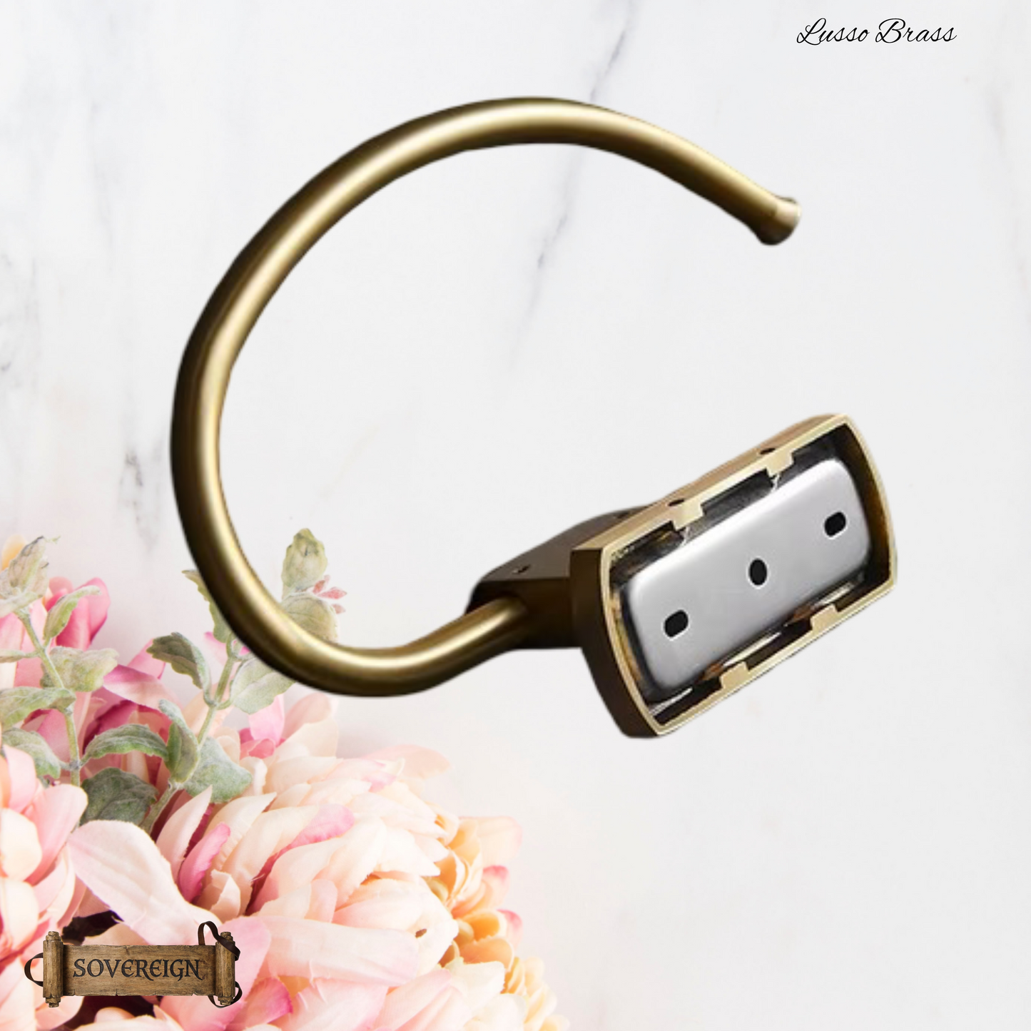 "Lusso" Sovereign Bathroom towel Ring -Brushed brass