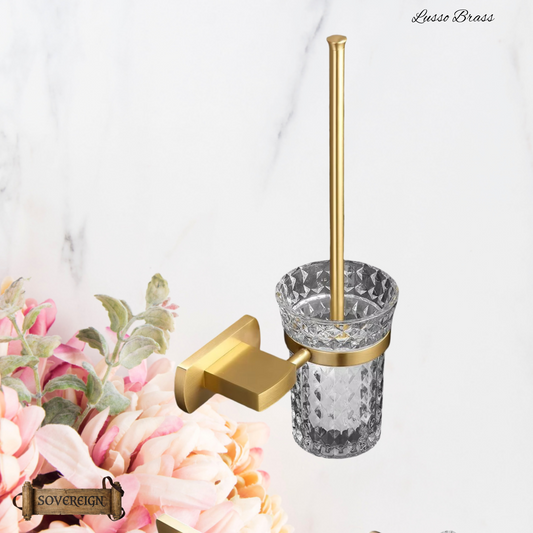 "Lusso" Sovereign Bathroom Toilet Brush Holder -Brushed brass