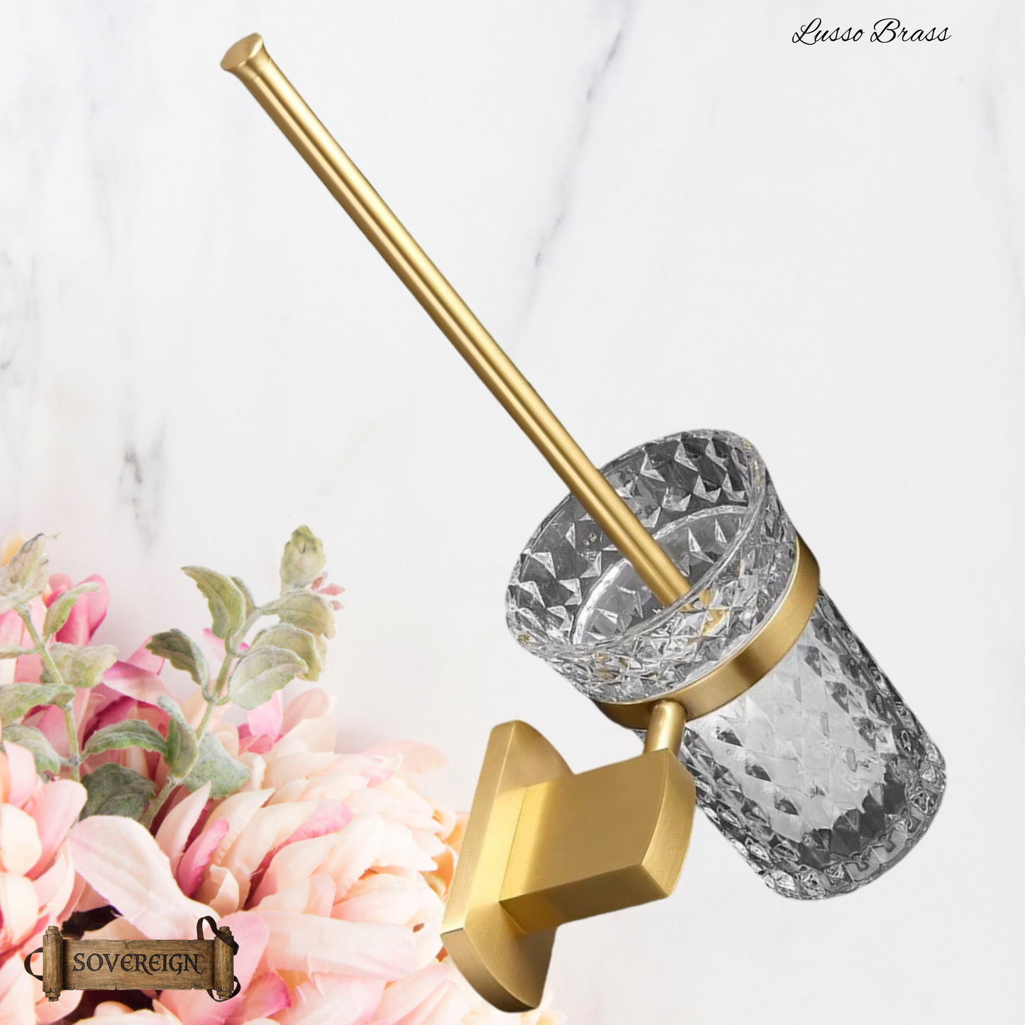 "Lusso" Sovereign Bathroom Toilet Brush Holder -Brushed brass
