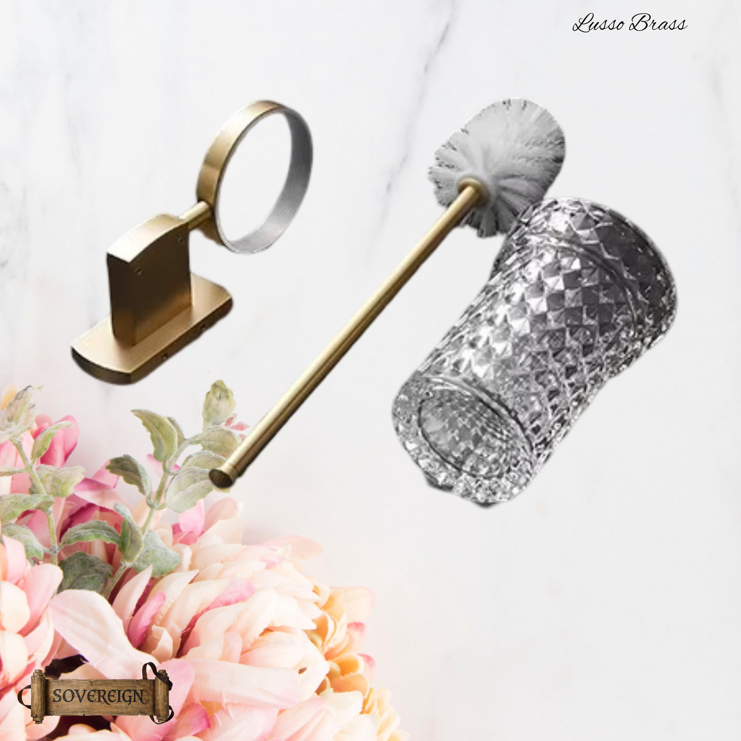 "Lusso" Sovereign Bathroom Toilet Brush Holder -Brushed brass