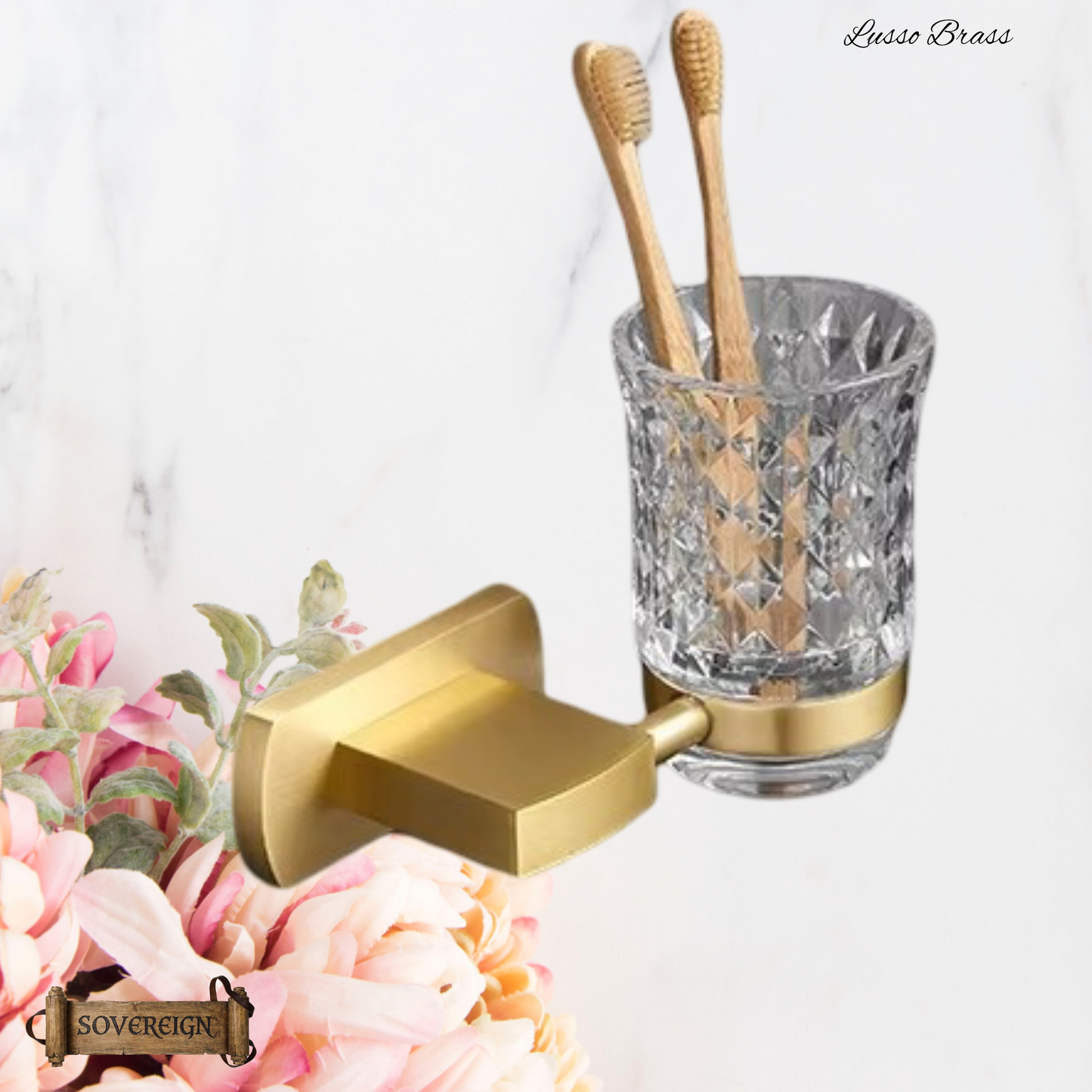 "Lusso" Sovereign Bathroom Single Cup Holder -Brushed brass
