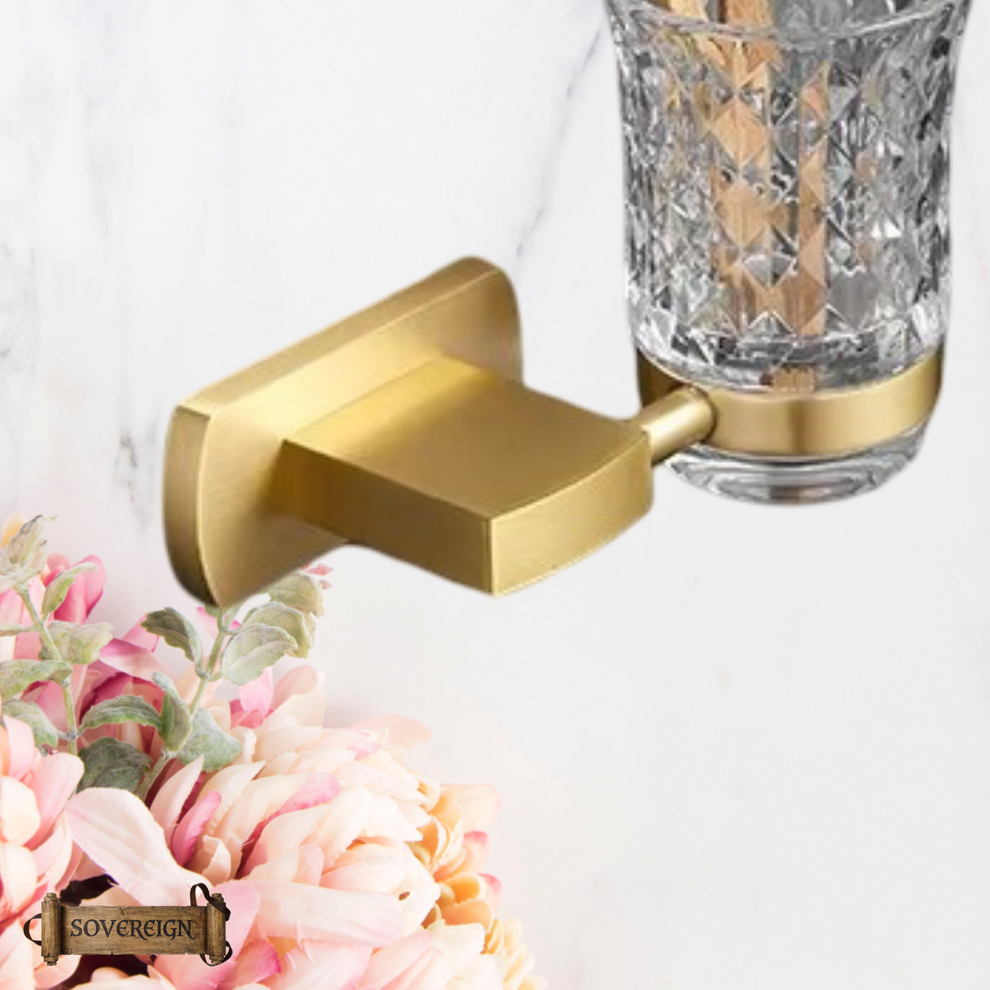 "Lusso" Sovereign Bathroom Single Cup Holder -Brushed brass