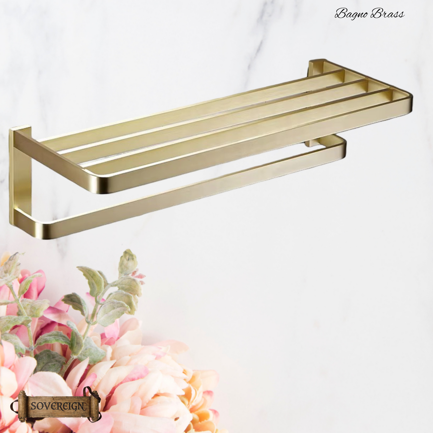 "Bagno"Sovereign Bathroom 5 Bar Towel Rack -Brushed brass