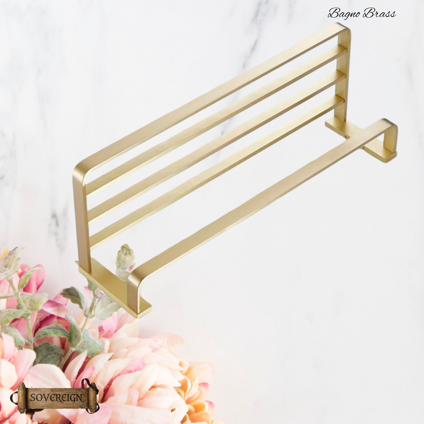 "Bagno"Sovereign Bathroom 5 Bar Towel Rack -Brushed brass