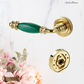 Verde Sovereign Door lever handle Pol Brass/Green effect