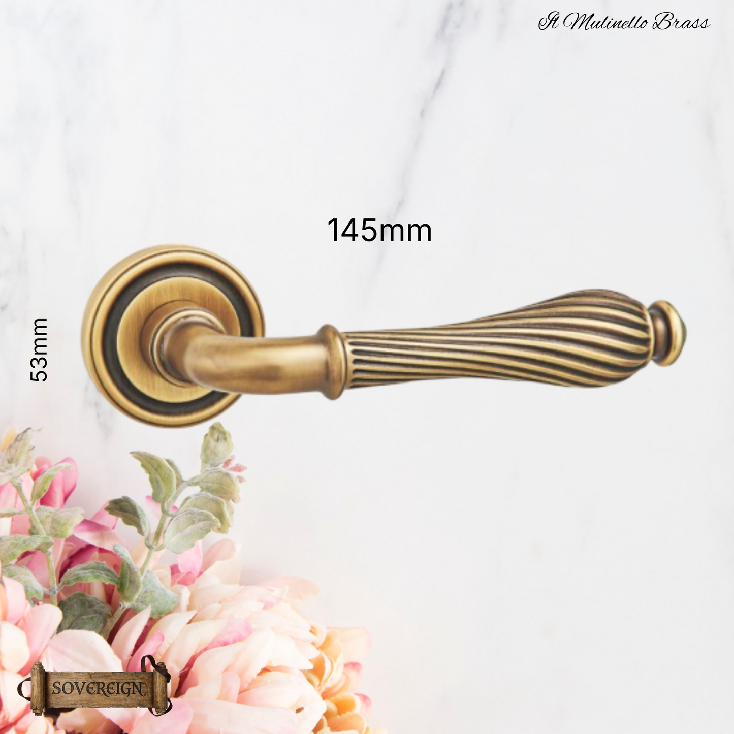 il mulinello Sovereign Antique Brass door handle lever