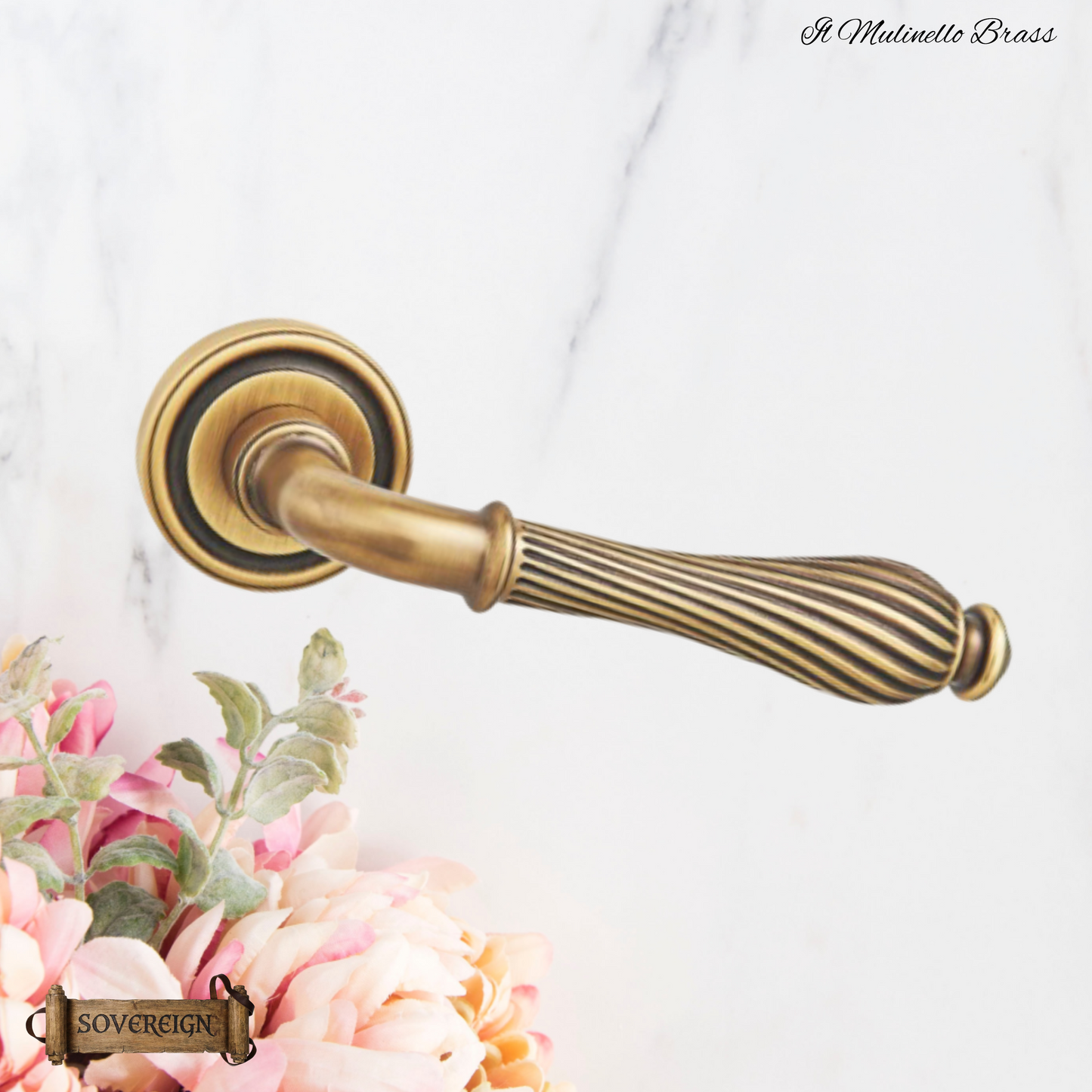 il mulinello Sovereign Antique Brass door handle lever