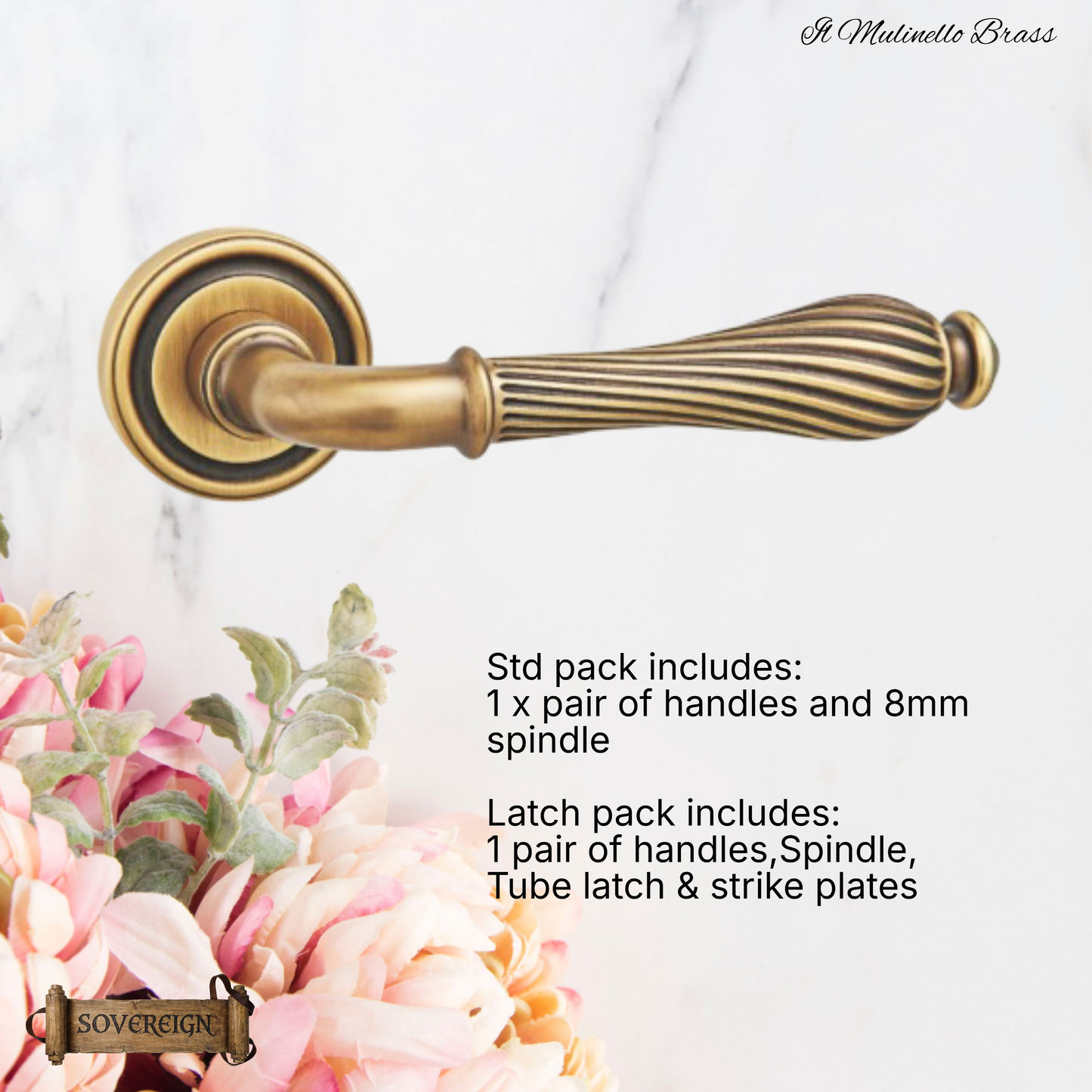 il mulinello Sovereign Antique Brass door handle lever