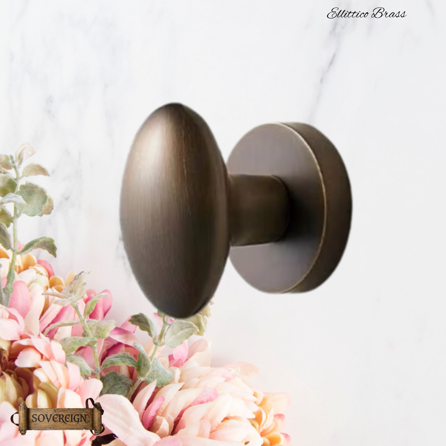 Ellittico Sovereign Oval brass Door knob (3 Finishes)