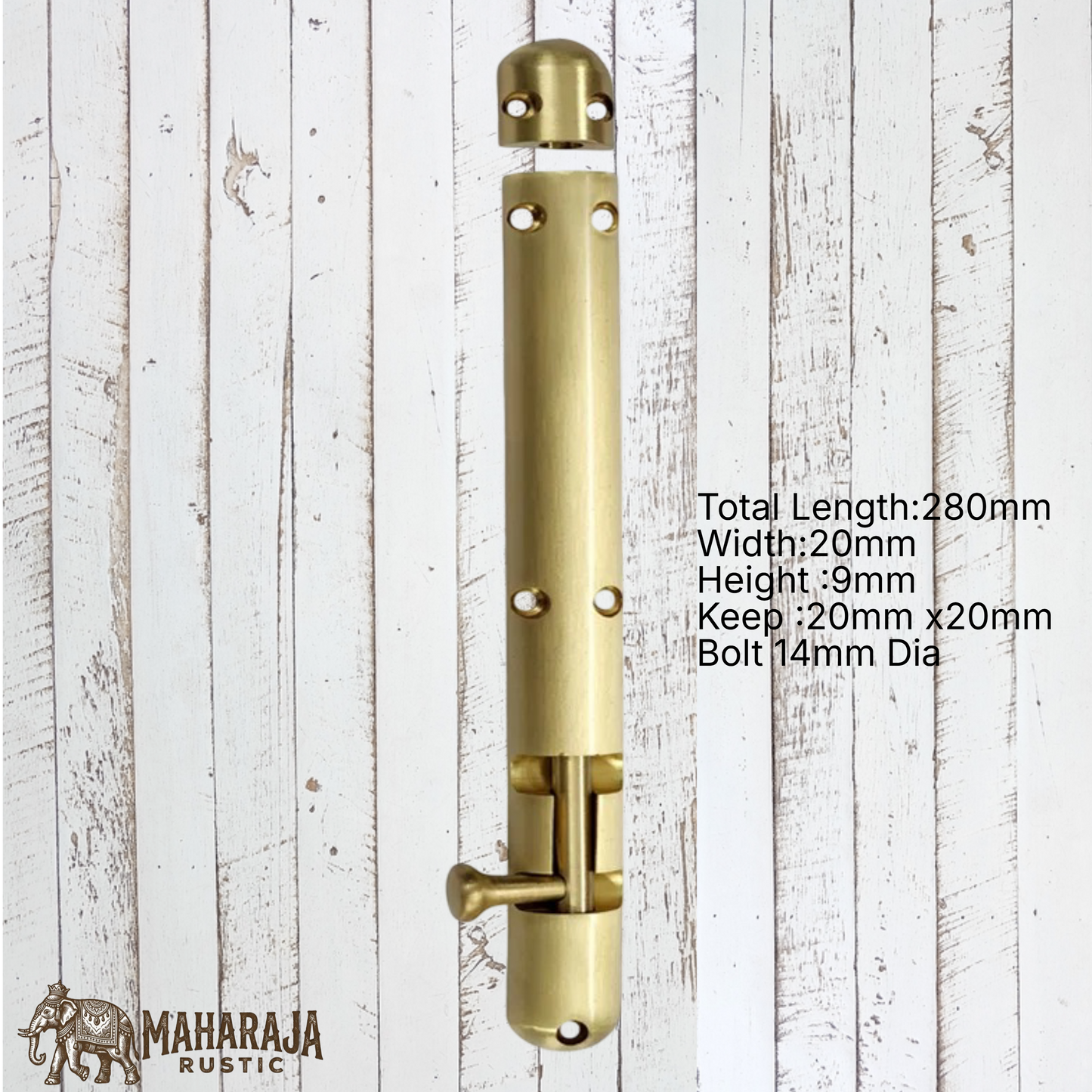 Heavy Duty Enclosed  Solid Brass Sliding Bolt 115mm to 280mm long