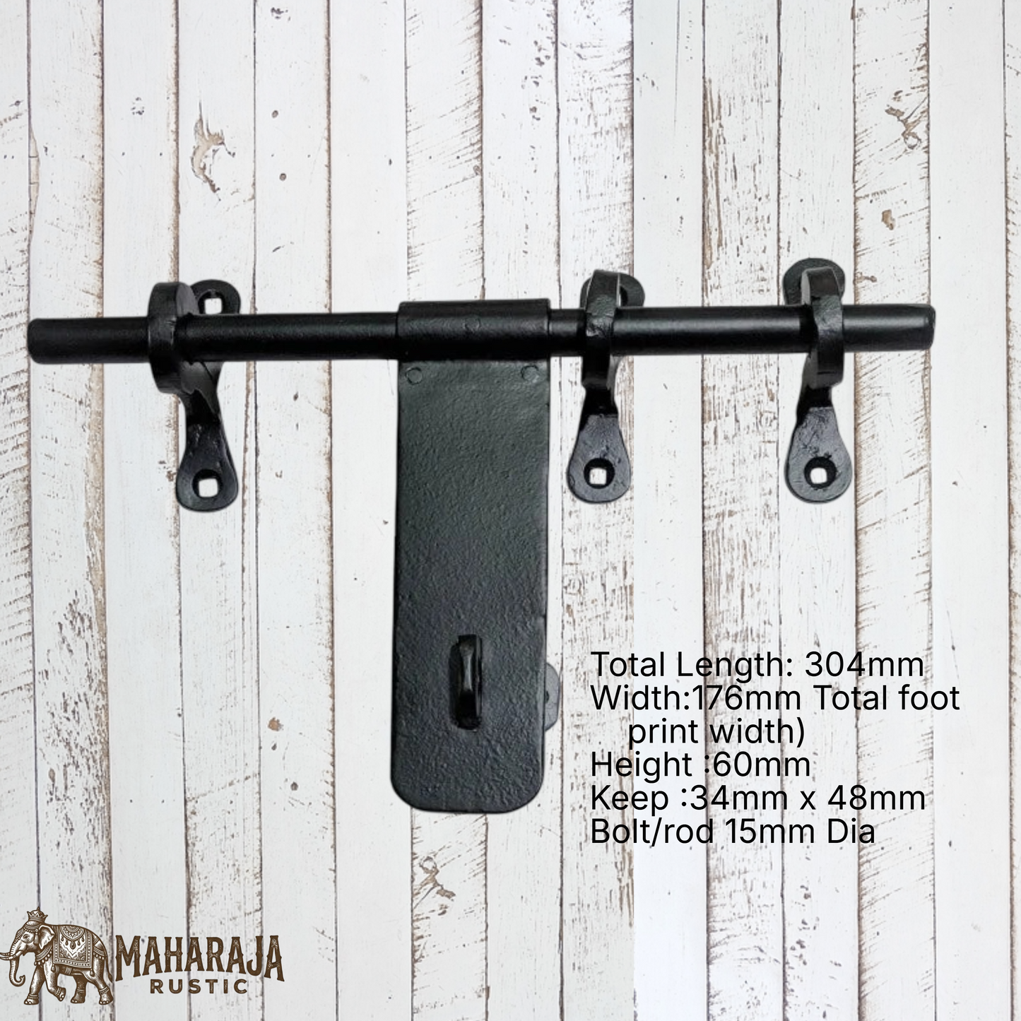 Hand Forged Iron smooth Aldrop Door latch bolt 304mm long