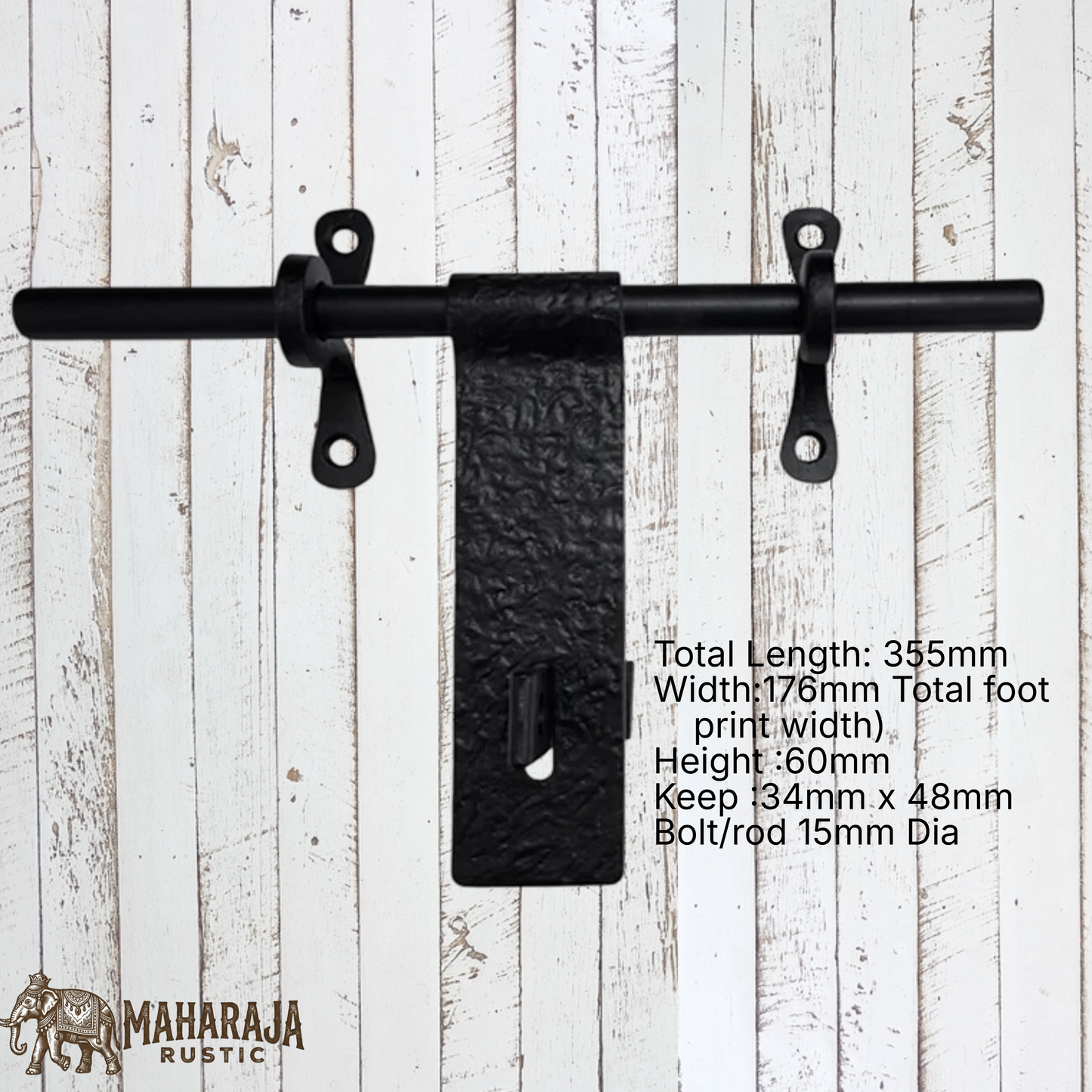 Hand Forged Iron Textured Aldrop Door latch bolt 355mm long
